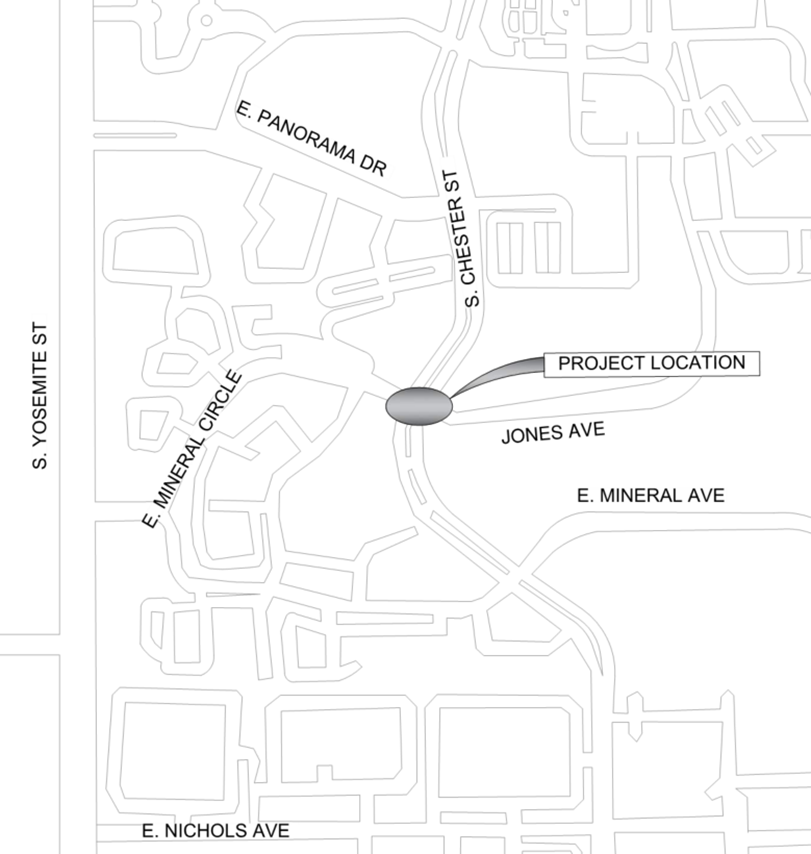 map of new traffic signal at the intersection of Chester St. and Mineral Cir./Jones Ave