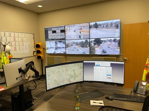 monitors with traffic displays for the ITS room