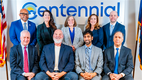 Centennial City Council group photo top row: Durrell Middleton, Cindy Sandhu, Mayor Christine Sweetland, Amy Tharp, Ryan Dwiggins bottom row: Don Sheehan, Richard Holt, Ashish Vaidya, Steve Carmine