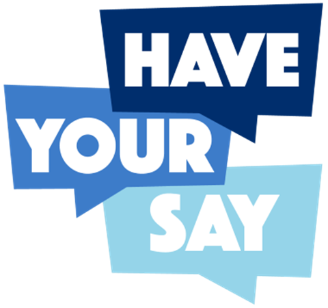 Colorful graphic with the words Have Your Say, Centennial