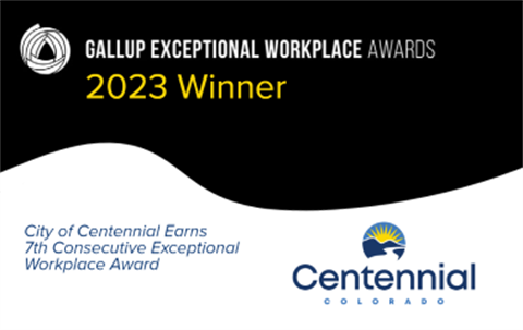 Gallup Exceptional Workplace Awards 2023 winner. City of Centennial earns 7th consecutive exceptional workplace award