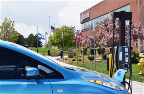Image of electric car charging at Centennial Civic Center