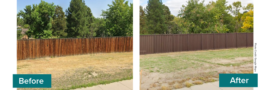 County Line Road fence project before and after