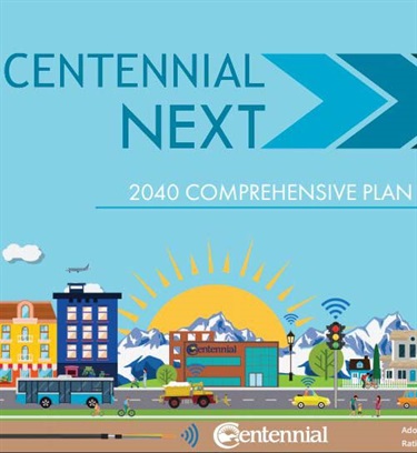 This is an image of the cover to the Centennial NEXT, Centennial's Comprehensive Plan