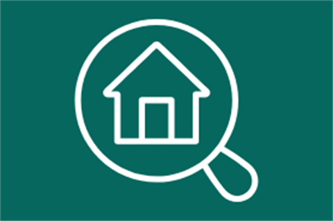 house & magnifying lens icon