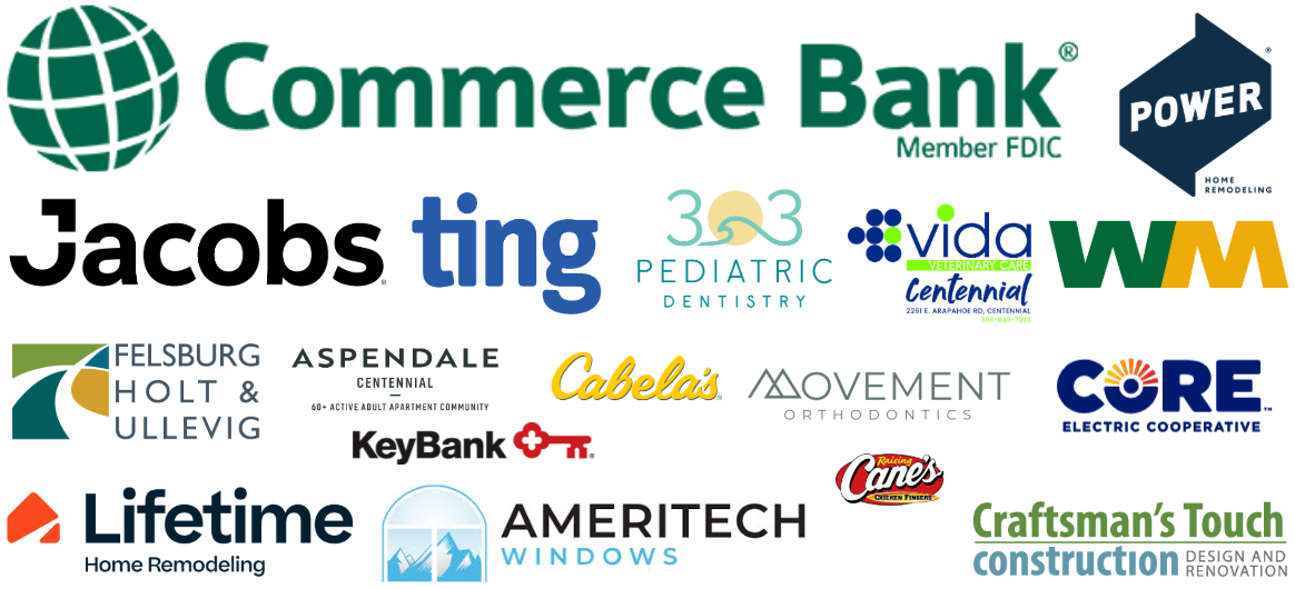 Commerce Bank member FDIC, Jacobs, 303 Pediatric Dentistry, Aspendale Centennial 60+ adult apartment community, Ameritech windows, Waste Management